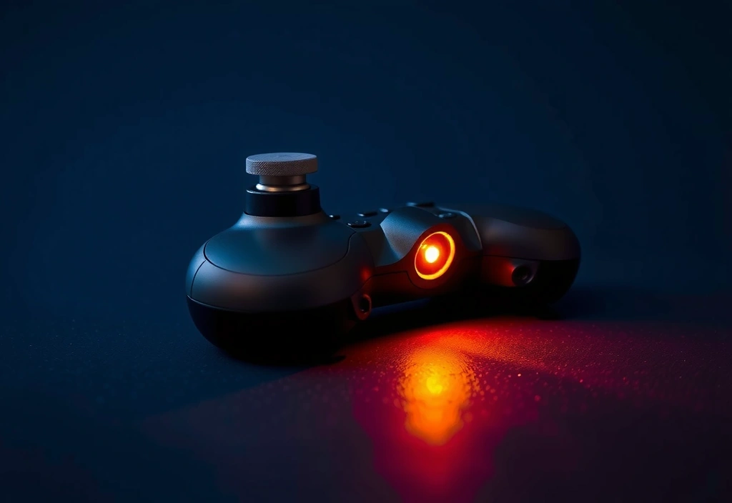 Abstract game controller under focused orange light